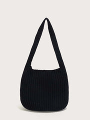 Women Knitting Shoulder Bag Handbag Minimalist Crochet Bucket Bag