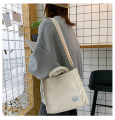 Corduroy Shoulder Bag Solid Buckle Messenger Bag Small Handbag Soft Tote