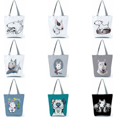 Women Funny Bull Terrier Dog Print Shoulder Bag