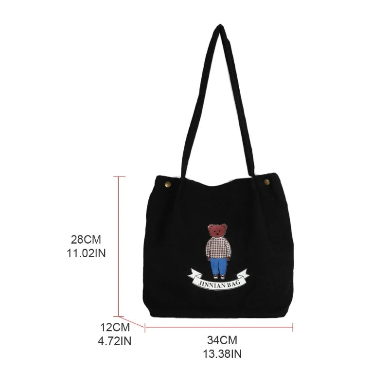 Corduroy Shoulder Bag Tote Purse Student Handbag Messenger Satchel