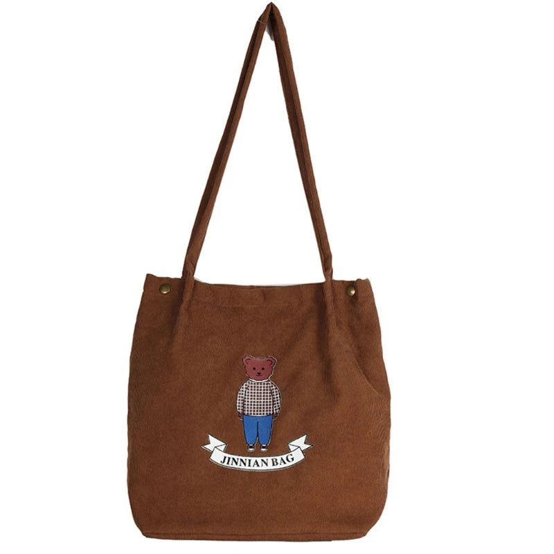Corduroy Shoulder Bag Tote Purse Student Handbag Messenger Satchel