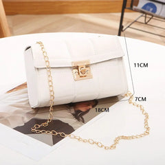Embroidered PU Leather Plaid Handbag Shoulder Crossbody Small Square Bag