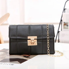 Embroidered PU Leather Plaid Handbag Shoulder Crossbody Small Square Bag