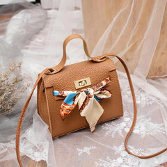 Women Leather Wallet Ribbon Bow Decor Mini Flap Shoulder Bag