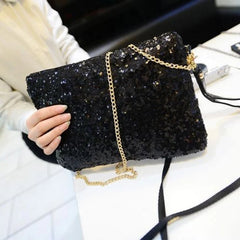 Glitter Sequins Envelope Clutch Bag Silver