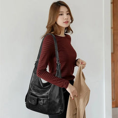 Women PU Leather Rucksack Travel Shoulder Bag Backpack Zipper Tote Daypack