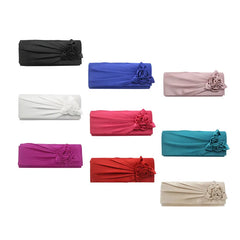 Silk Rose Pattern Clutch Purse Chain Handbag Evening Party Bag