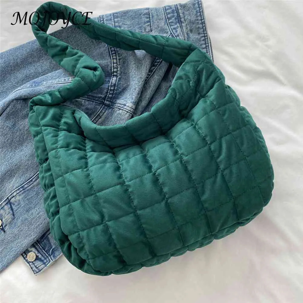 Quilted Plaid Underarm Bag for Women Large Capacity