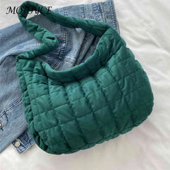 Quilted Plaid Underarm Bag for Women Large Capacity
