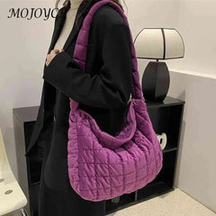 Quilted Plaid Underarm Bag for Women Large Capacity