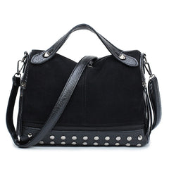 Women Faux Leather Shoulder Bag CrossBody Rivet Matte Tote