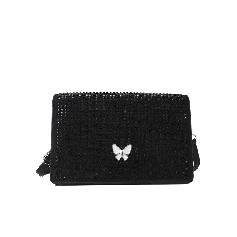Rhinestone Flap Shoulder Crossbody Bag Sparkle