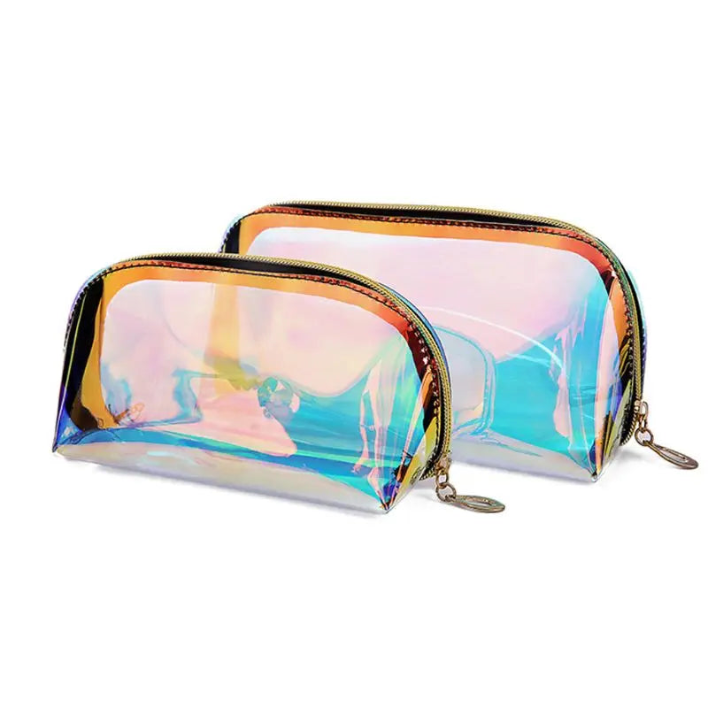 Holographic Travel Makeup Bag Transparent Cosmetic Pouch