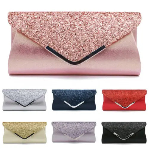 Glitter Envelope Clutch Purse Evening Party Bag Gift