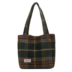 Women Large Capacity Plaid Travel Handbag Tote Shoulder Bag