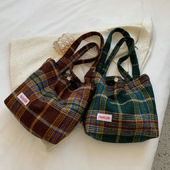 Women Large Capacity Plaid Travel Handbag Tote Shoulder Bag