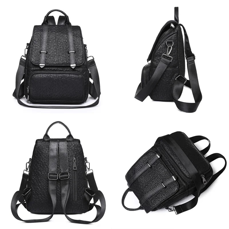 Large Leather Backpack Purse Vintage Bag School Travel Bookba