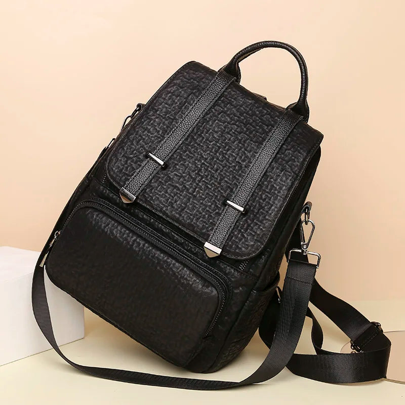 Large Leather Backpack Purse Vintage Bag School Travel Bookba
