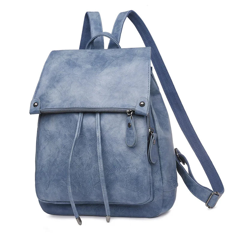 High Vintage Leather Backpack Women Large Capacity Travel Bag