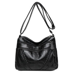 Women Soft Leather Crossbody Bag High Capacity Casual Messenger Shoulder Bag