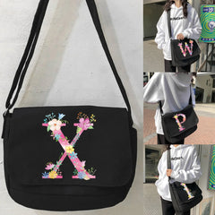 Large Capacity Crossbody Bag Canvas Shoulder Messenger Unisex Pink