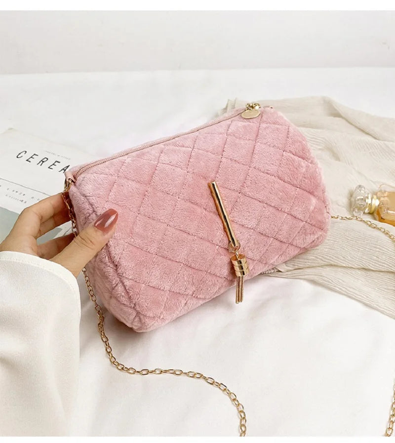 Women Large Capacity Fluffy Shoulder Bag - Handbags for Leisure