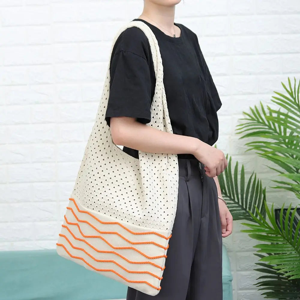 Women Large Capacity Shoulder Bags Knitting Handbags Crochet Hobo Bag
