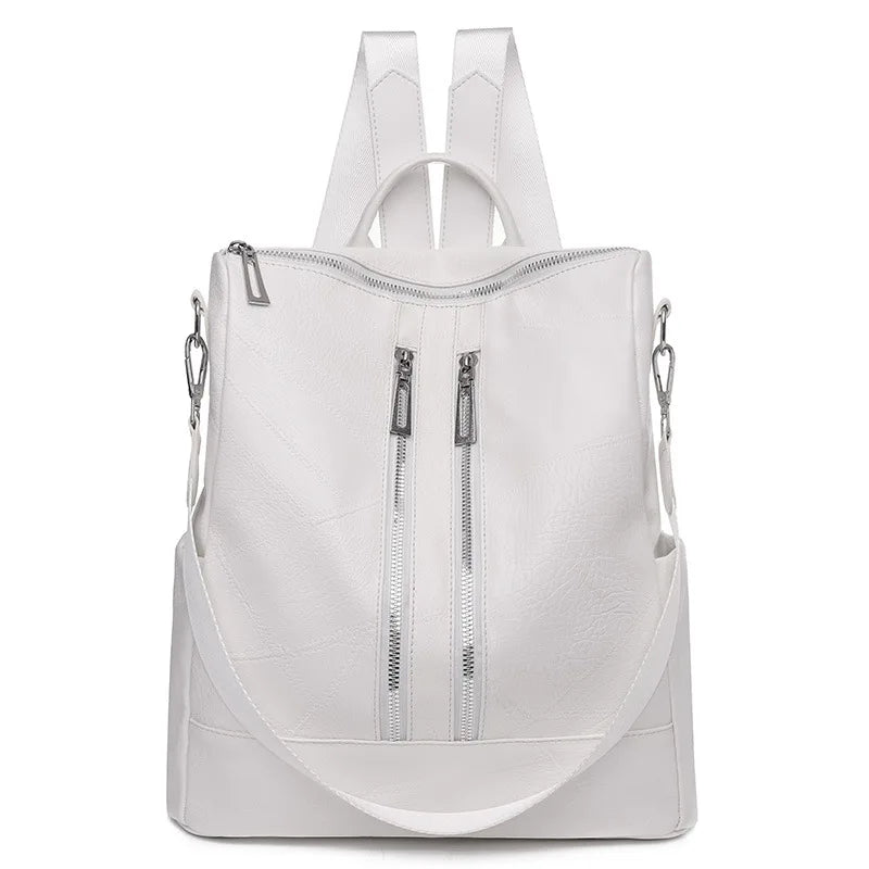 Women Large Capacity Soft PU Leather Rucksack Anti-theft Backpack