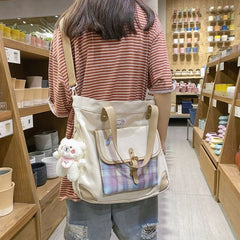 Large Capacity One Shoulder Canvas Bag Women Handbag Student School Tote Shopper