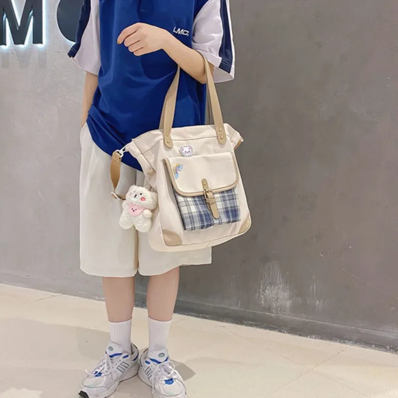 Large Capacity One Shoulder Canvas Bag Women Handbag Student School Tote Shopper