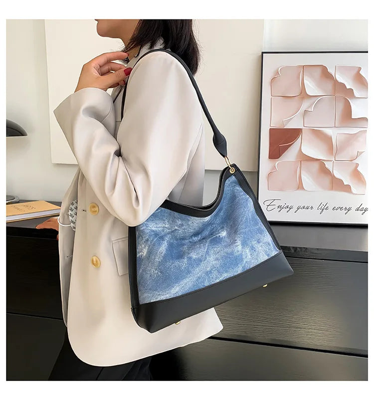 Denim Shoulder Bag Large Capacity Handbag