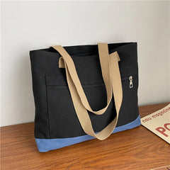 Women Canvas Shoulder Bags Large Capacity Casual Patchwork Female Business