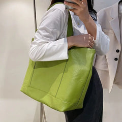 Women Large Capacity Shopping Bag Soft Leather Shoulder Bag