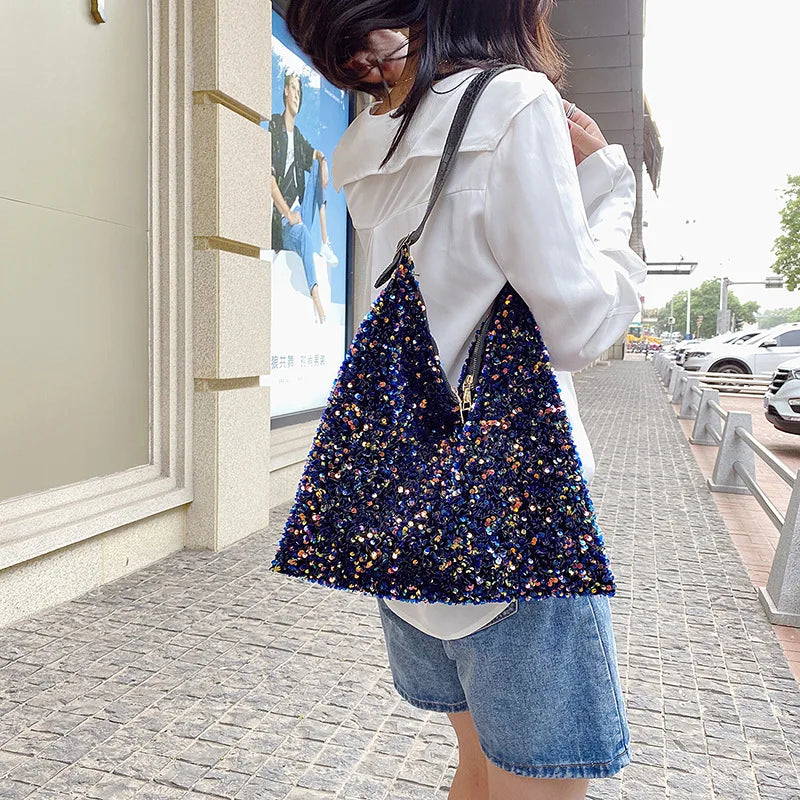 Large Size Sequin Shoulder Bag for Evening Party