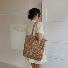 Women Large Woven Straw Beach Tote Shoulder Bag