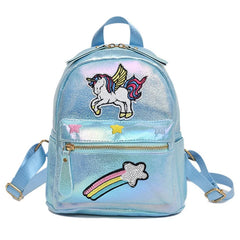 Women Laser Backpack Animal Cartoon School Bags Mini Patchwork Backpacks Sequins