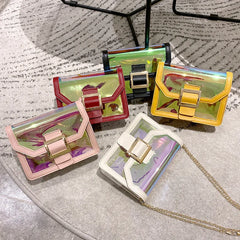 Women Laser Crossbody Bag Holographic Shoulder Bag with Chain Strap