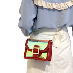 Holographic Crossbody Bag Laser Shoulder Handbag with Chain Strap