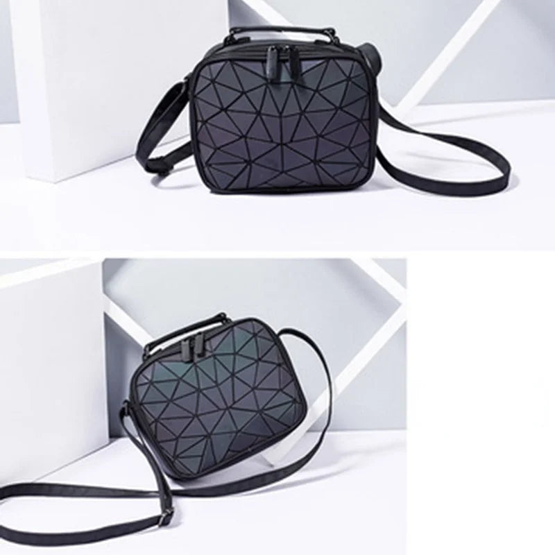 Geometric Plaid Hologram Shoulder Bag for Women