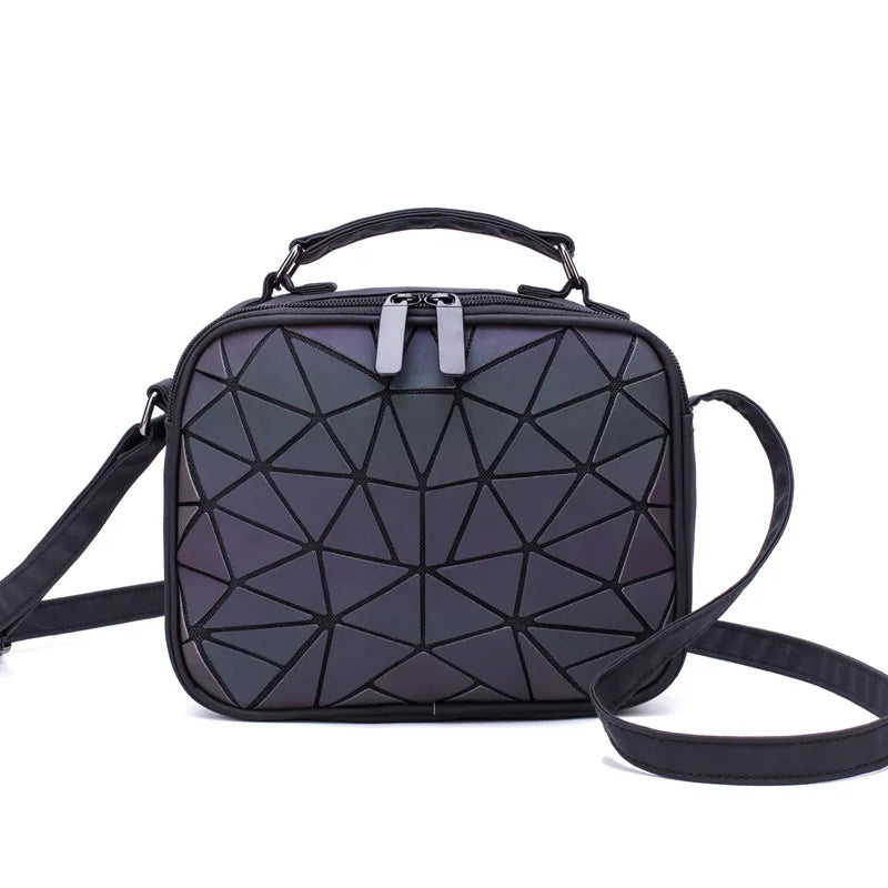 Geometric Plaid Hologram Shoulder Bag for Women
