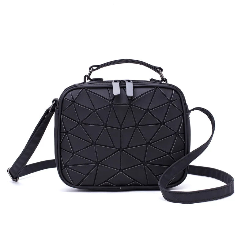 Laser Luminous Shoulder Bag Geometric Plaid Holographic Crossbody Bag