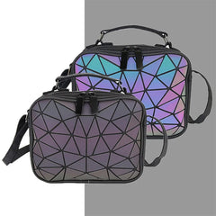 Laser Luminous Shoulder Bag Geometric Plaid Holographic Crossbody Bag