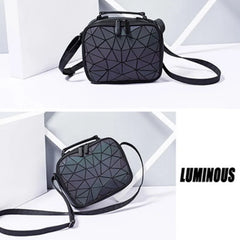Laser Luminous Shoulder Bag Geometric Plaid Holographic Crossbody Bag