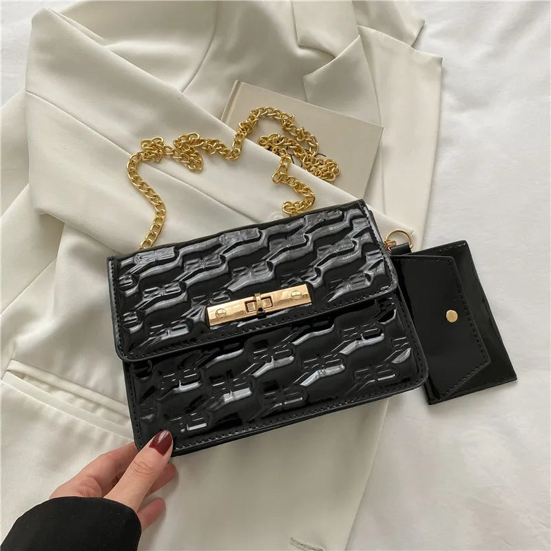 Women Lattice Shoulder Crossbody Chain Bag Purse