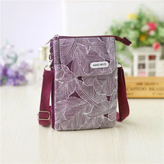 Women Leaf Large Screen Canvas Messenger Bag