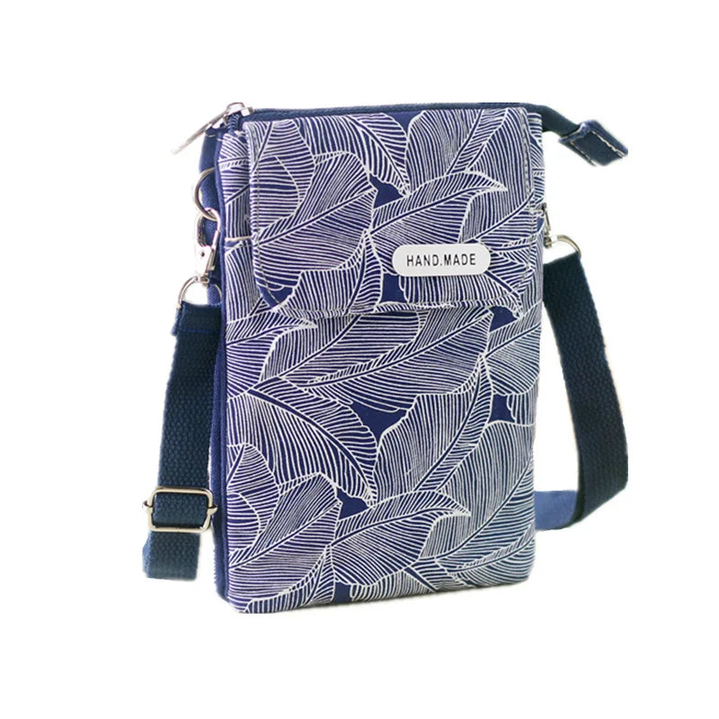 Women Leaf Large Screen Canvas Messenger Bag