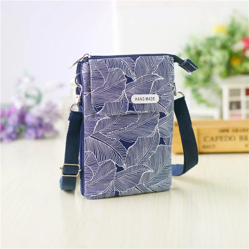 Women Leaf Large Screen Canvas Messenger Bag