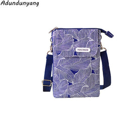 Women Leaf Large Screen Canvas Messenger Bag