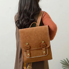 Preppy Style Women Leather Backpack