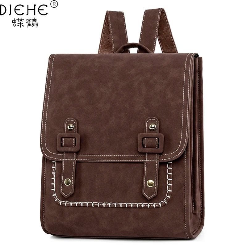 Preppy Style Women Leather Backpack